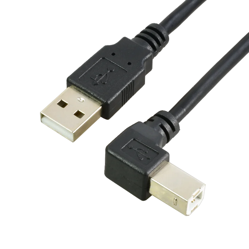 90 degree USB 2.0 Printer Cable Type A Male to Type B Male Foil+Braided Shielded 30cm 50cm 1m 1.5m 2m 3m