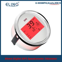 ELING 85mm Digital GPS Speedometer Odometer 0-999 knots km/h MPH with Red Backlight 9-32V for Boat Car Yacht Vessel Motorcycle