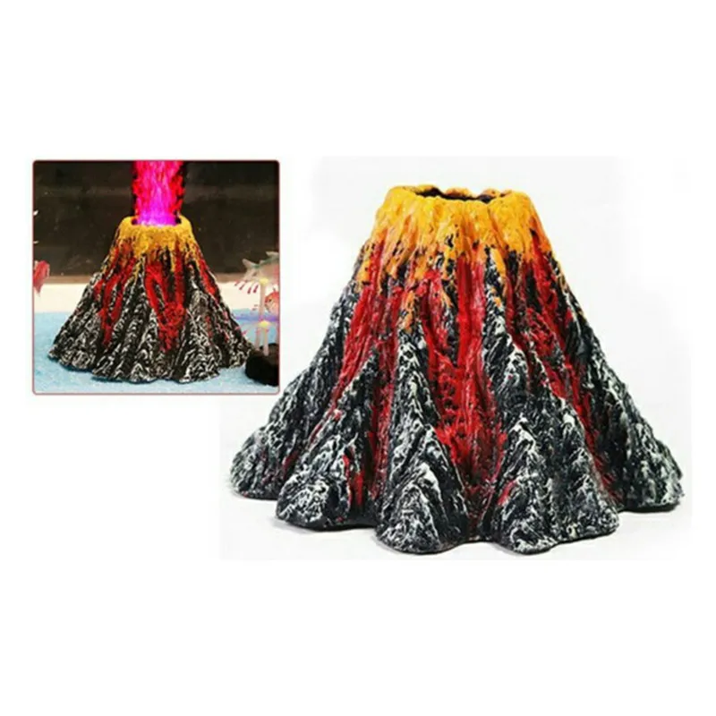 New Fashion Aquarium Volcano Stone Decoration Fish Tank Bubble Volcano Eruption Aquarium Ornament Used With Air Pump Led Light