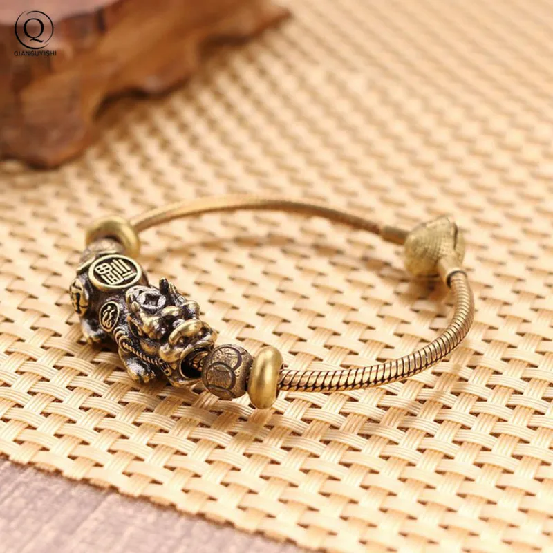 신화 동물 PI xiu 펑크 황동 팔찌, 빈티지 동물 체인 액세서리 주얼리