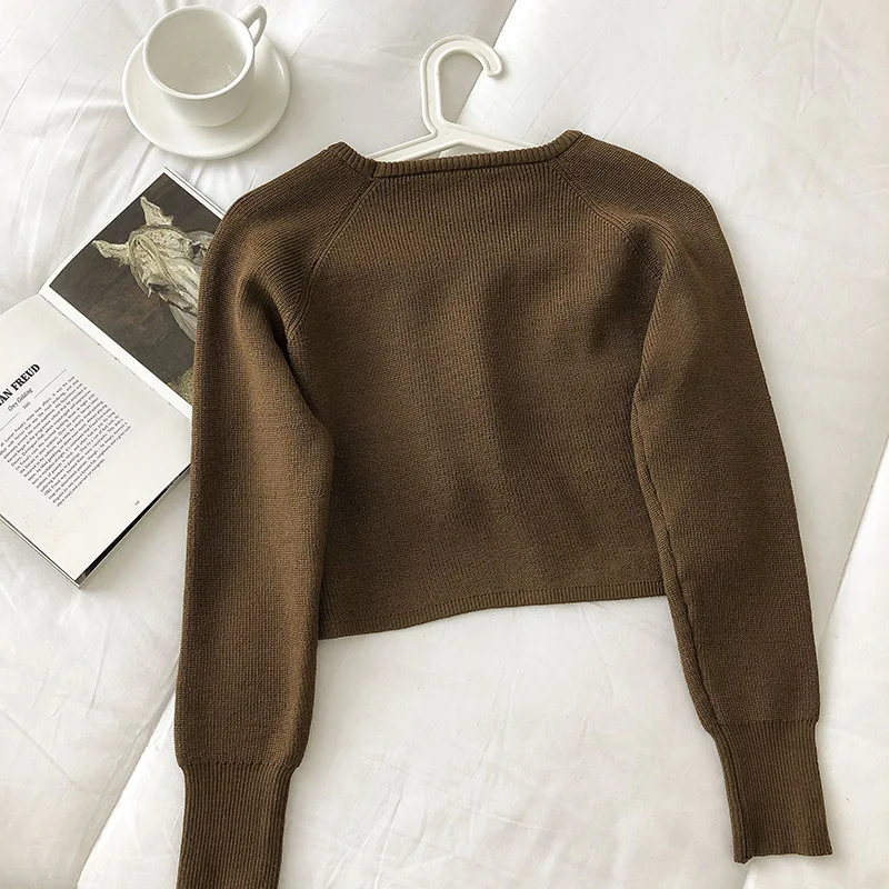 Pullovers Women O-neck Cropped Tops Autumn Winter Casual Loose Sweater Fashion Students All-match Knitwear Soft Korean Chic New