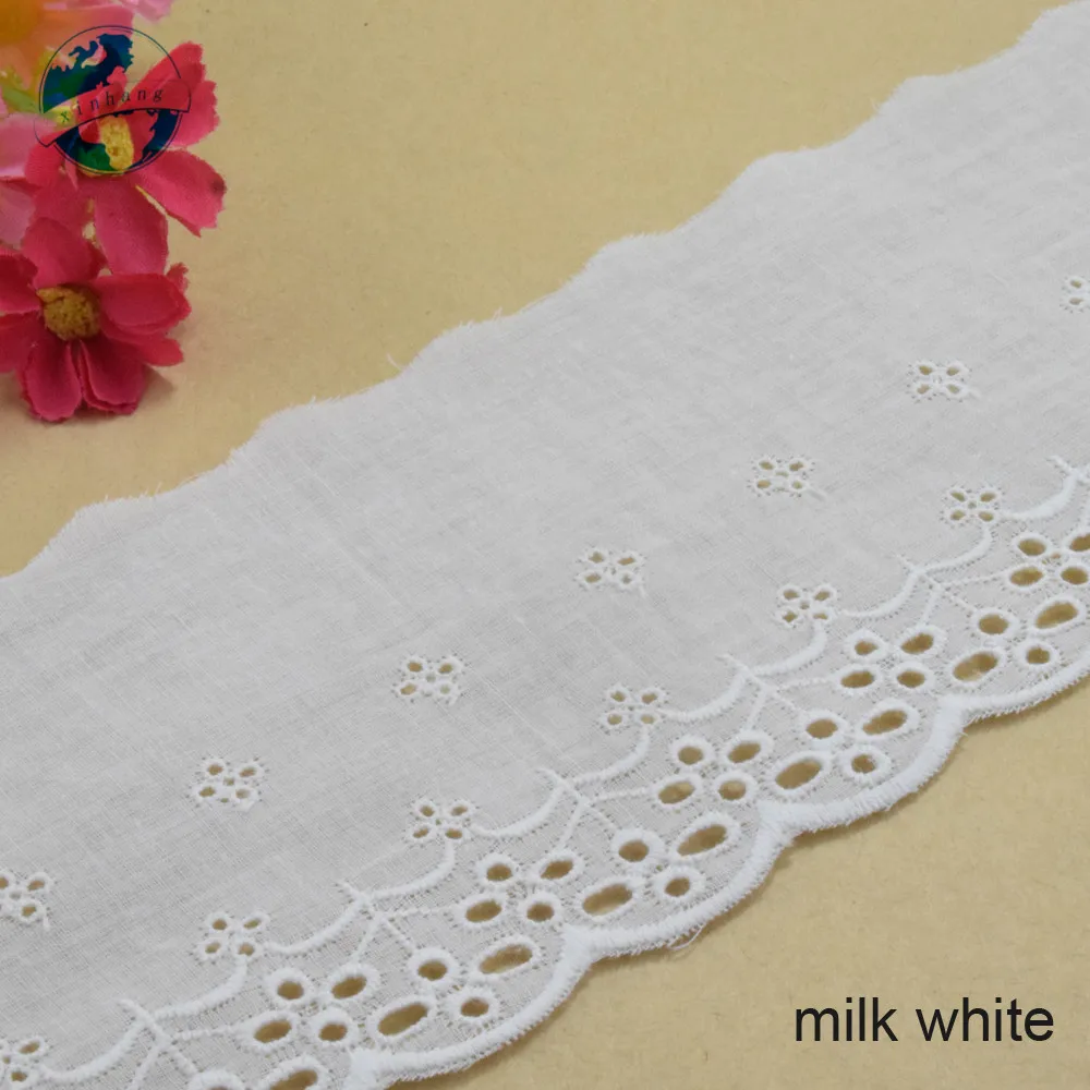 8.5cm Wide 100% Cotton Embroidery Lace Sewing Ribbon Guipure Trim Wedding Lace DIY Garment Accessories African Doll Lace#3990