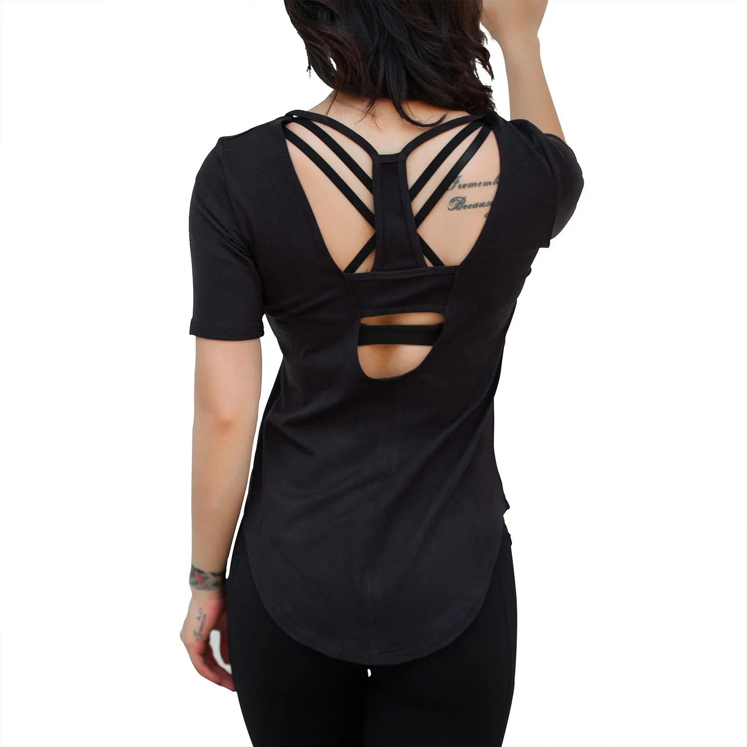 Spring&Summer New Y-shaped Hollow Sports Yoga Short-sleeved T-shirt Cotton Loose Shirt Running Fitness Gym Workout Top