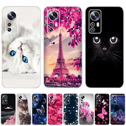 For Xiaomi 12x Case Xiaomi 12 Back Cover Cute White Cat Pattern Bumper For Xiomi Mi 12x 12 x xiaomi12 Fundas Solicone Clear Capa