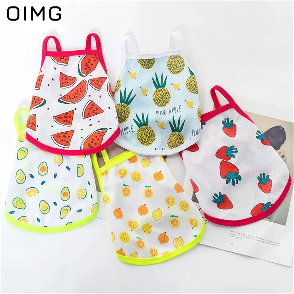 OIMG Small Dog Clothes Summer Mesh Breathable Sleeveless Dog Shirts Watermelon Print Pet Crop Top T-shirts For Dogs Cats