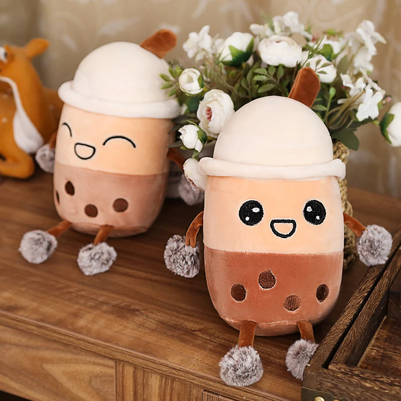 Cartoon Bubble Tea Cup Plush Toy Stuffed Food Milk Tea Soft Doll Black Tea Milk Tea Cup Pillow Kids Toys Children Birthday Gift