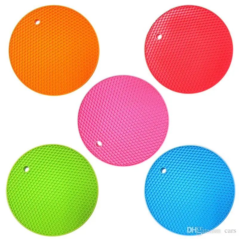 18/14cm Round Silicone Non-slip Heat Resistant Mat Placemat Drink Cup Coasters Non-slip Pot Holder Table Placemat