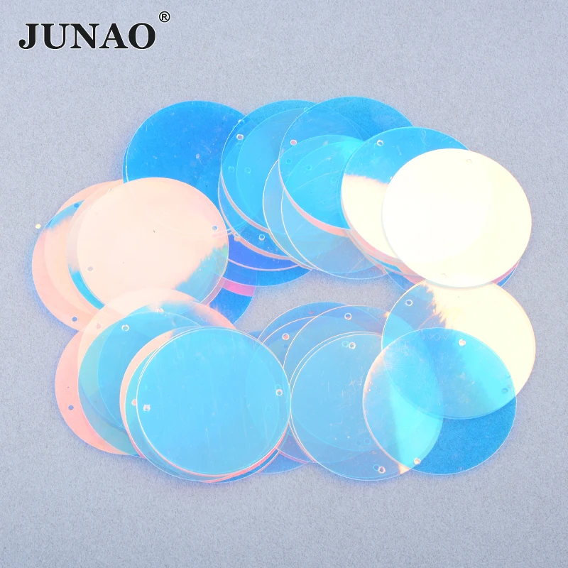 JUNAO 20g 40mm Glitter Transparent AB Large Sewing Flat Round Sequins Decoration Sequin Paillette For Needlework Clothes Crafts