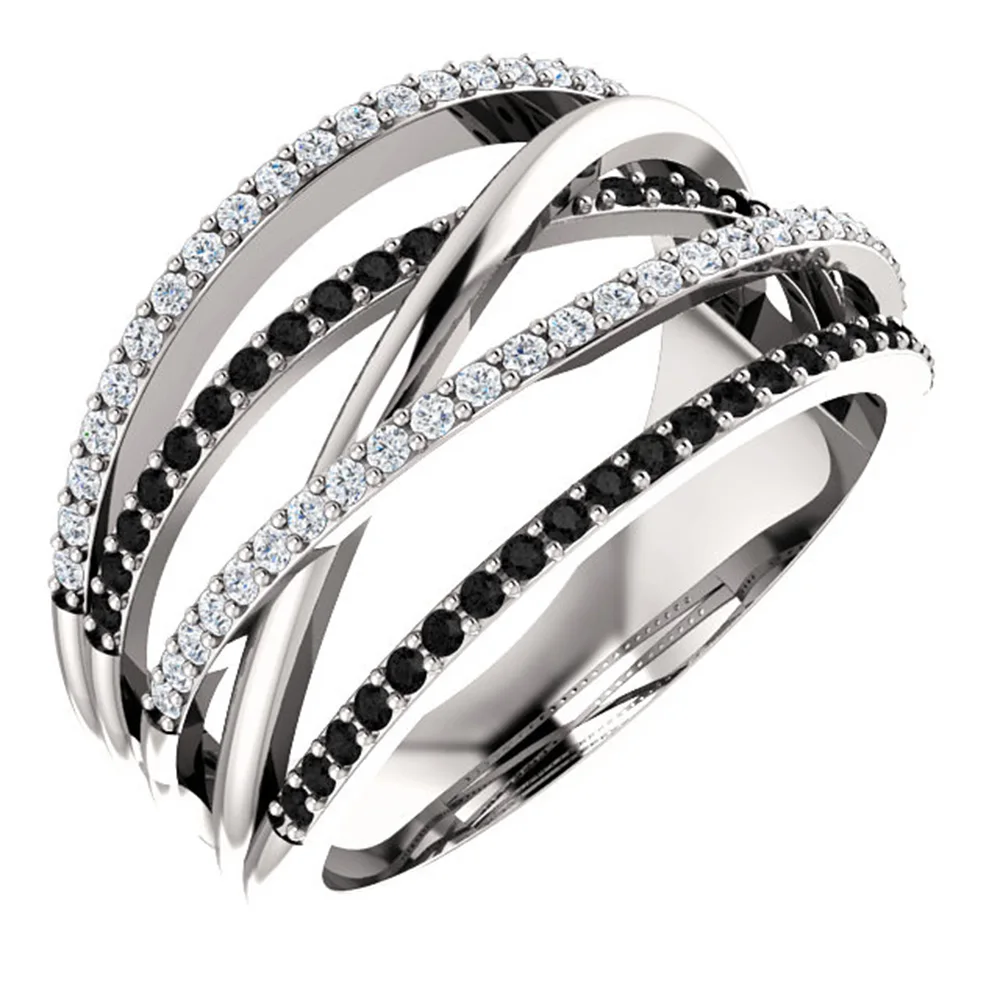 Huitan Persönlichkeit schicht Wicklung Ring Mit Schwarz & Weiß Zirkon Stein Geburtstag Geschenk Neue Jahr Geschenk Für Frauen Luxus schmuck Femme