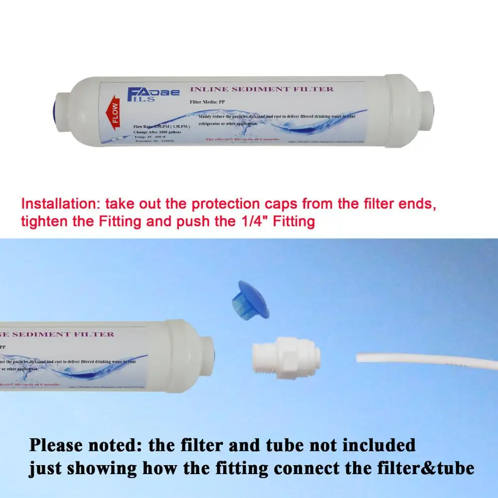 Conector macho para filtros de agua y sistemas RO, accesorio de conexión rápida OD de 1/4 ", rosca x 1/4", paquete de 8