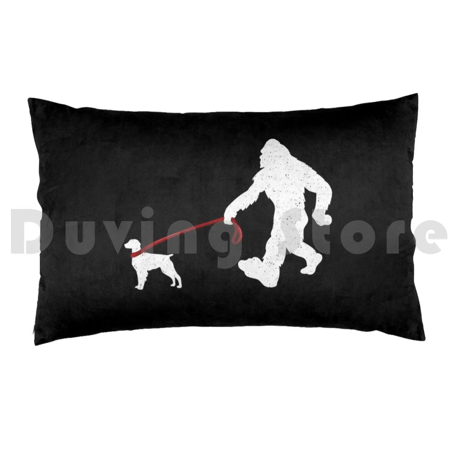 Pillow Case Bigfoot Walking Brittany-Funny Bigfoot & Brittany Dog Lover 3098 Brittany Funny