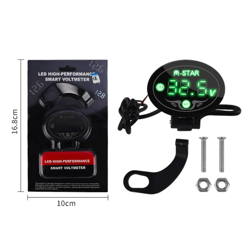 9V-24V Motorcycle Car Battery Voltmeter LED Display with Low Voltage Warning Det Meter LED Digital Voltmeter Gauge Waterproof