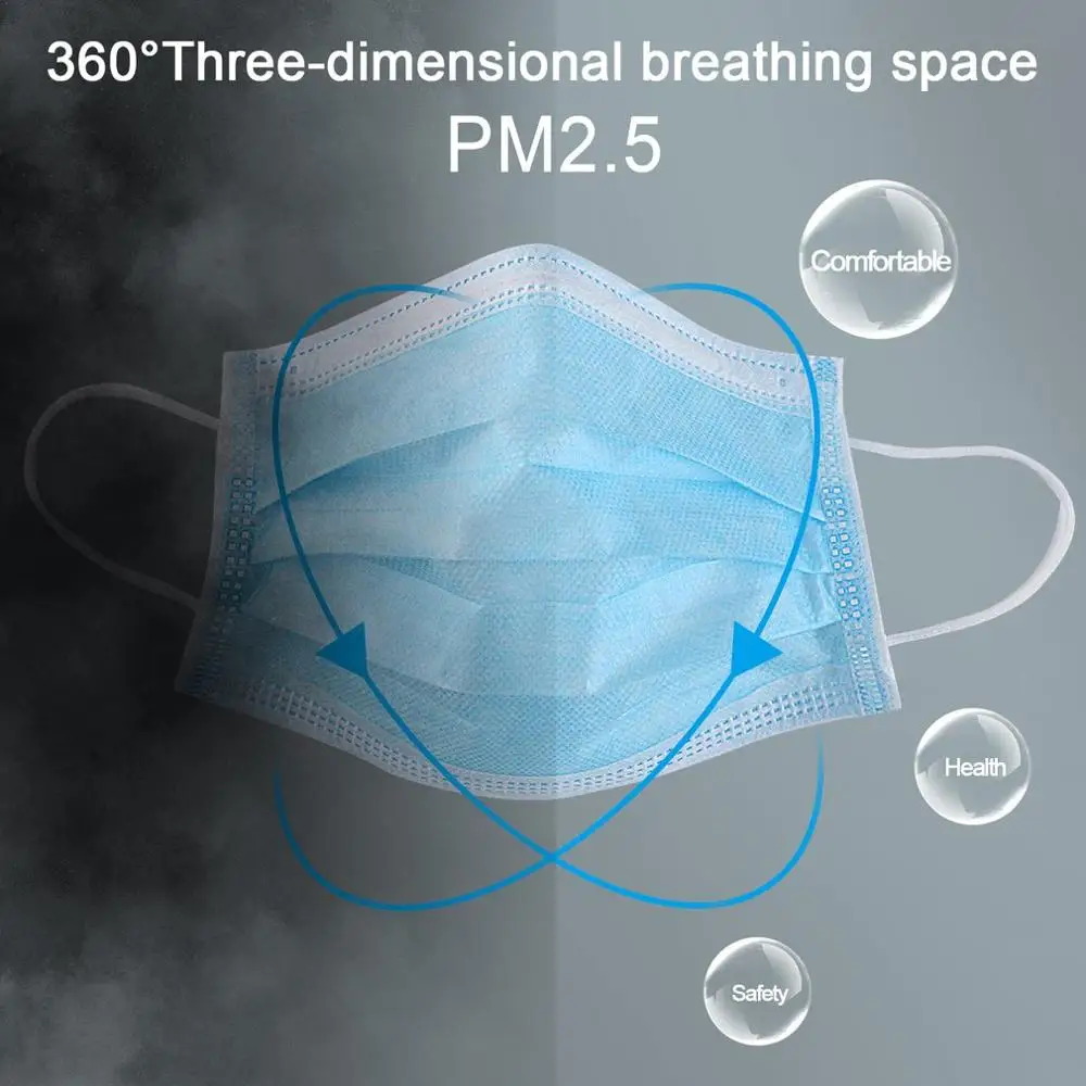 50/100/300PCS Mascarillas Disposable Face Mask Anti Dust 3 Ply Mouth Mask Colored Protective Masks Breathing For Adult Masque