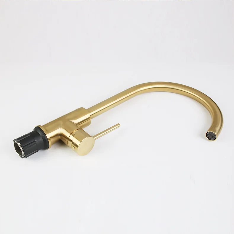 Brushed gold Brass Kitchen sink faucet Good Quality cold hot water kitchen faucet high quality copper Rotatable kitchen faucet