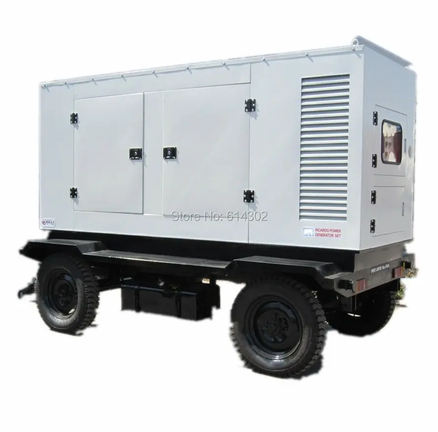 High quality weifang Ricardo 40kw/50kva  soundproof silent moble diesel generator with brushless alternator and base fuel tank