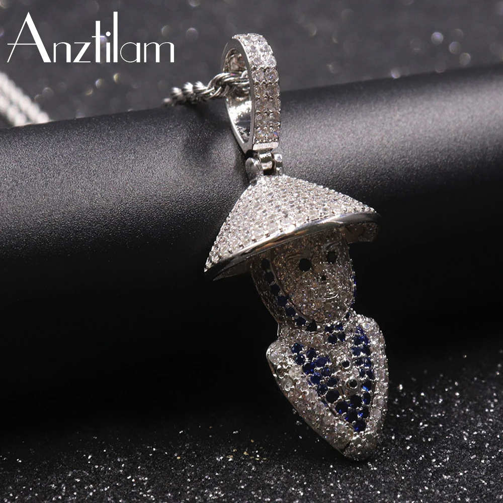 

AZ Hip Hop Chinese Elements Fishmen Pendant Necklace With AAA Cubic Zircon For Men Women Funny Jewelry Gifts