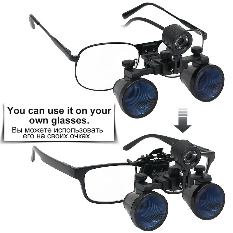 2.5X 3.5X Ultra-lightweight Dental Magnifying Glasses Powerful Surgical Headlight Dental Loupe 320-420 mm Binocular Magnifier