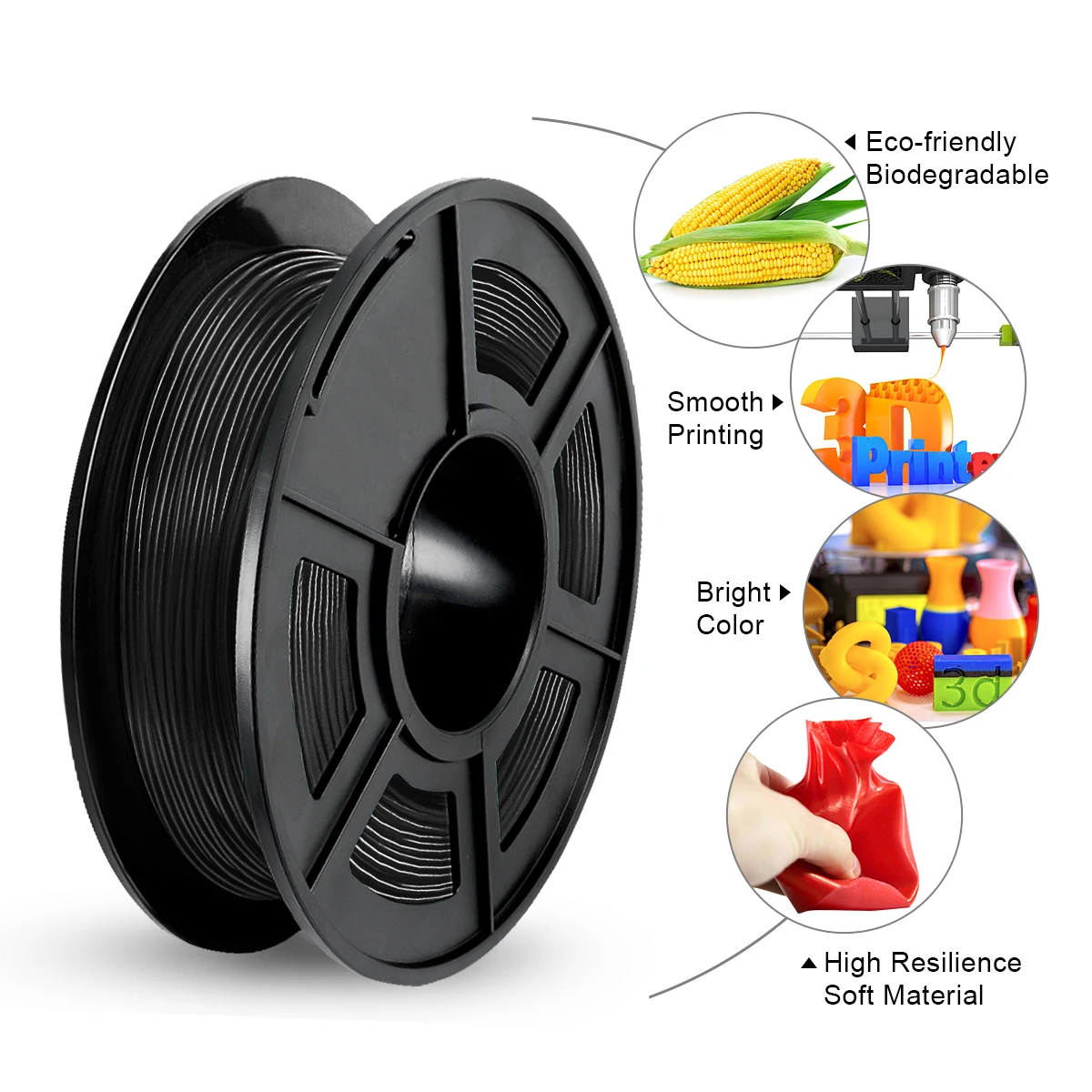 SUNLU TPU 0.5kg Flexible Filament with full color 1.75mm for Flexible DIY gift or model printing ship with 5 pieces