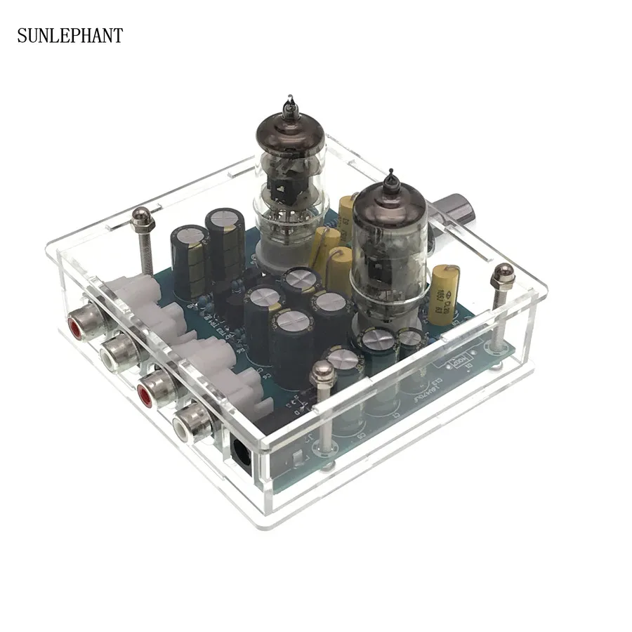 Tube Amplifiers Audio board Amplificador Pre-Amp Audio Mixer 6J1 Valve Preamp Bile Buffer Diy Kits + Acrylic DIY Case