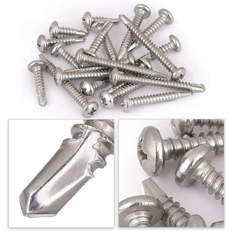 Stainless Steel Self-drilling Screw Cross Wood Screws Pan Head Self-tapping Screw Thread Self Tapping Bolt M5.5 Dovetail Screw