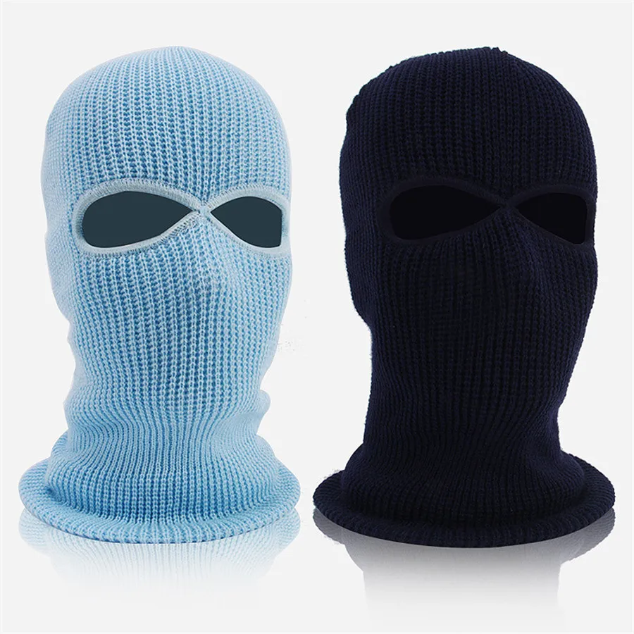 New Full Face Cover Mask Two 2 Hole Balaclava Knit Hat Army Tactical CS Winter Ski Cycling Mask Beanie Hat Scarf Warm Face Masks