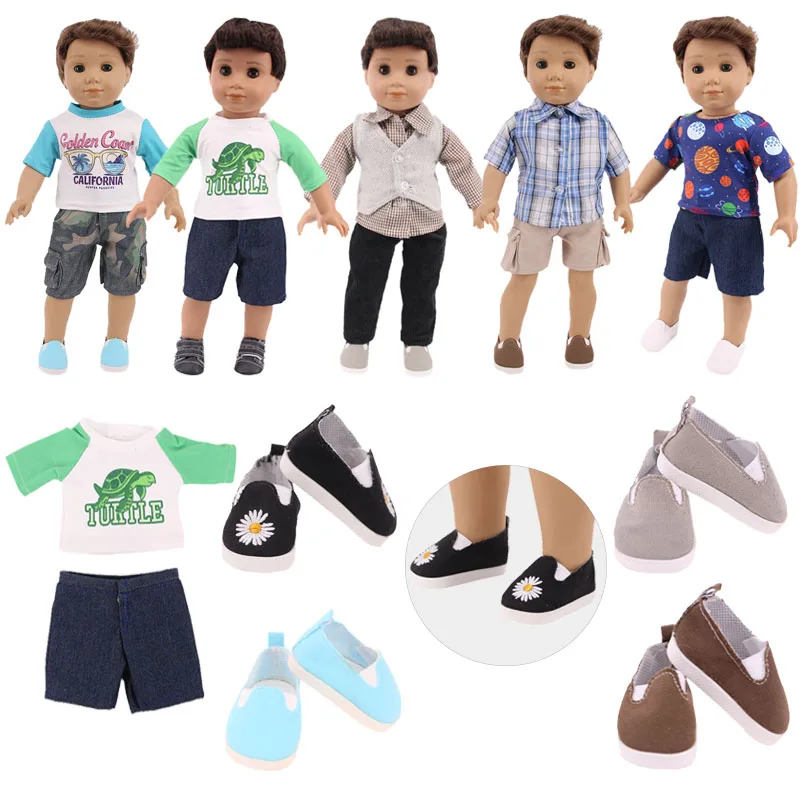 Doll Clothes 2 Pcs Coat Short Sleeve+Pants Suits Fit 18 Inch American&43CM Reborn Baby Born Logan Boy Doll Girl's Russia Gifts