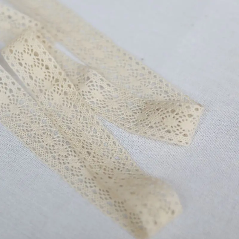 5Yards 3-7CM Beige White Embroidery Lace DIY Handmade Wedding Party Craft Gift Packing Patchwork Cotton Crocheted Lace Ribbon