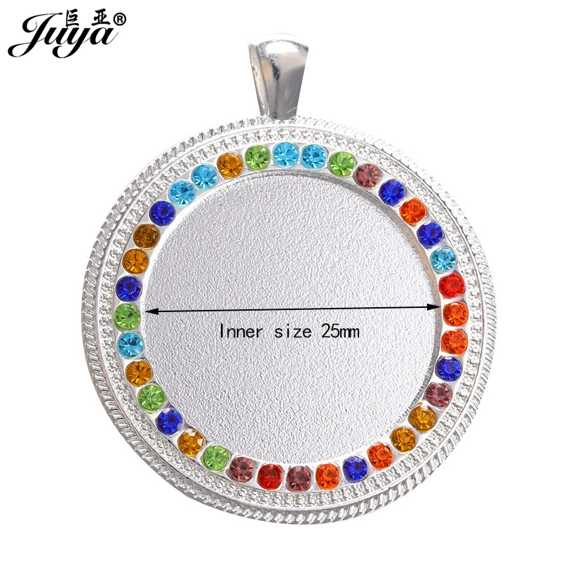 Pendentif Cabochon Base en Zircon strass, breloques lunette, plateau vide pour bricolage, collier, accessoires de fabrication de bijoux, vente en gros, 30 pièces, 25mm