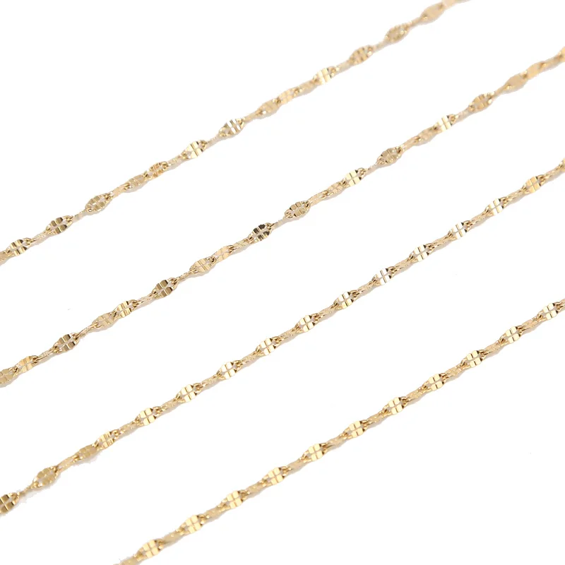 2M Stainless Steel Gold Flat Oval Filled Cable Chain for DIY Jewelry Making Findings Wholesale Chains