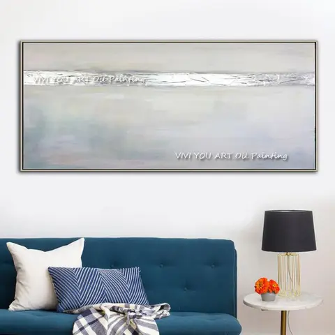 Large Simple Silver Pretty Abstract Canvas Oil Painting Abstract Wall Art Picture For Living Room Aisle Modern Home Decor