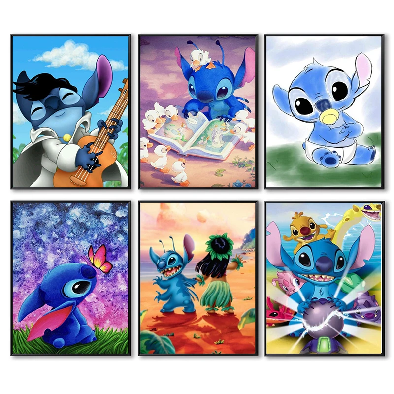 Disney Stitch Wall Art Canvas Painting Nordic Posters and Prints Wall Pictures for Living Room Decoration