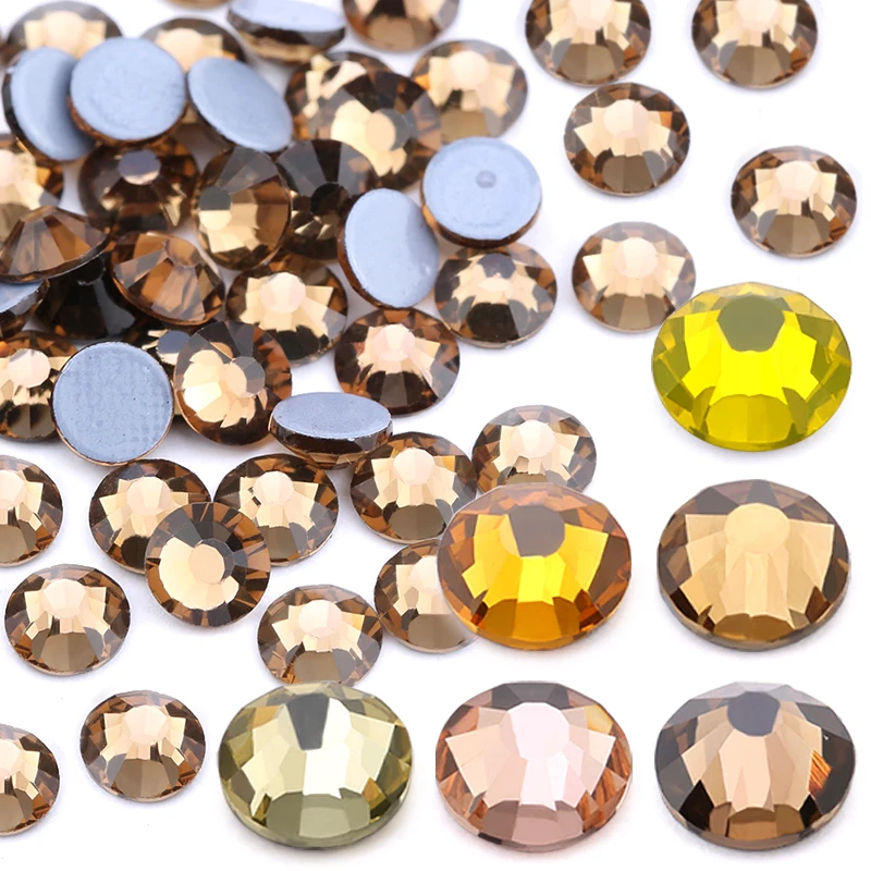 QIAO Yellow Series Crystal Hotfix Rhinestones Flatback Crystal Hot fix Stones Strass Glitter for Needlework Clothes