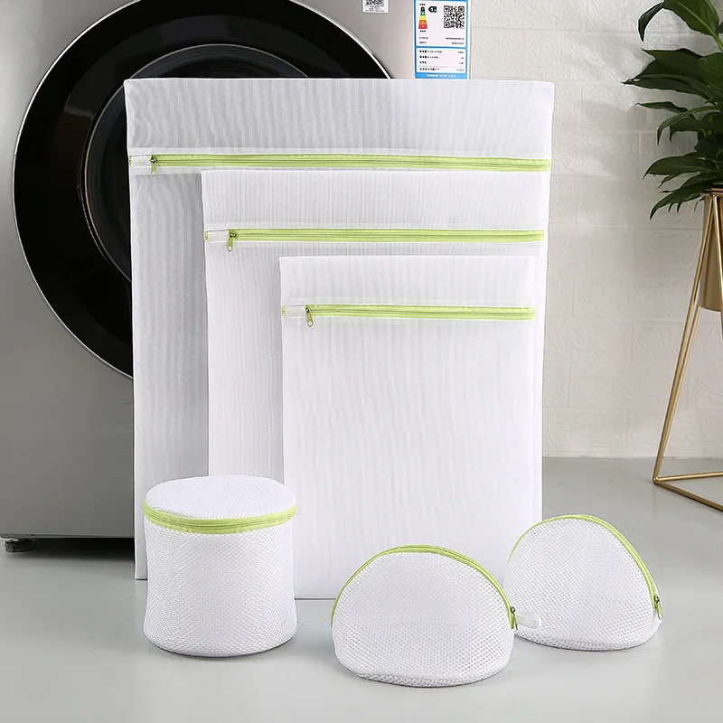 6-Piece Green Laundry BagSet Household Laundry Mesh Bag With Zipper MeshBag Anti-Deformation Anti-Entanglement Strong Durable