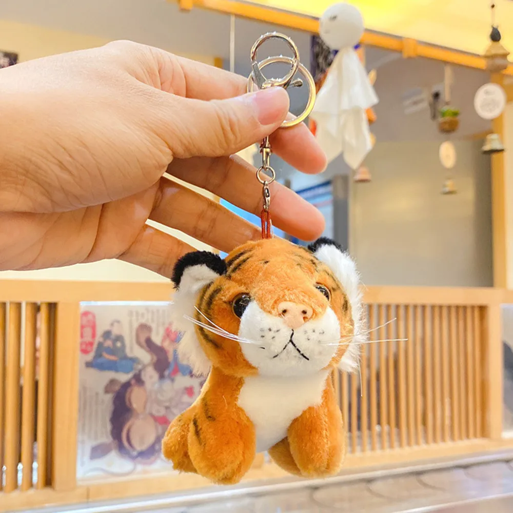 Plush Key Chain Stuffed Animal Cute Tiger Toy Charm Keyring Cute Keychain For Kids Bag Backpack Handbag Hanging Pendant