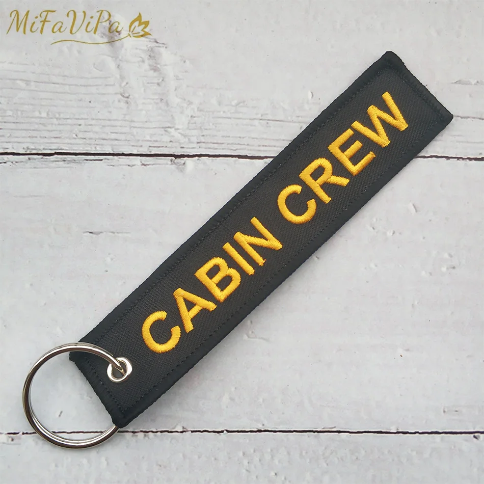 2 PCS MiFaViPa Cabin Crew Keychains Fashion Trinkets Aviation Gift Llavero Gold Plane Embroidery Key Rings Porte Clef