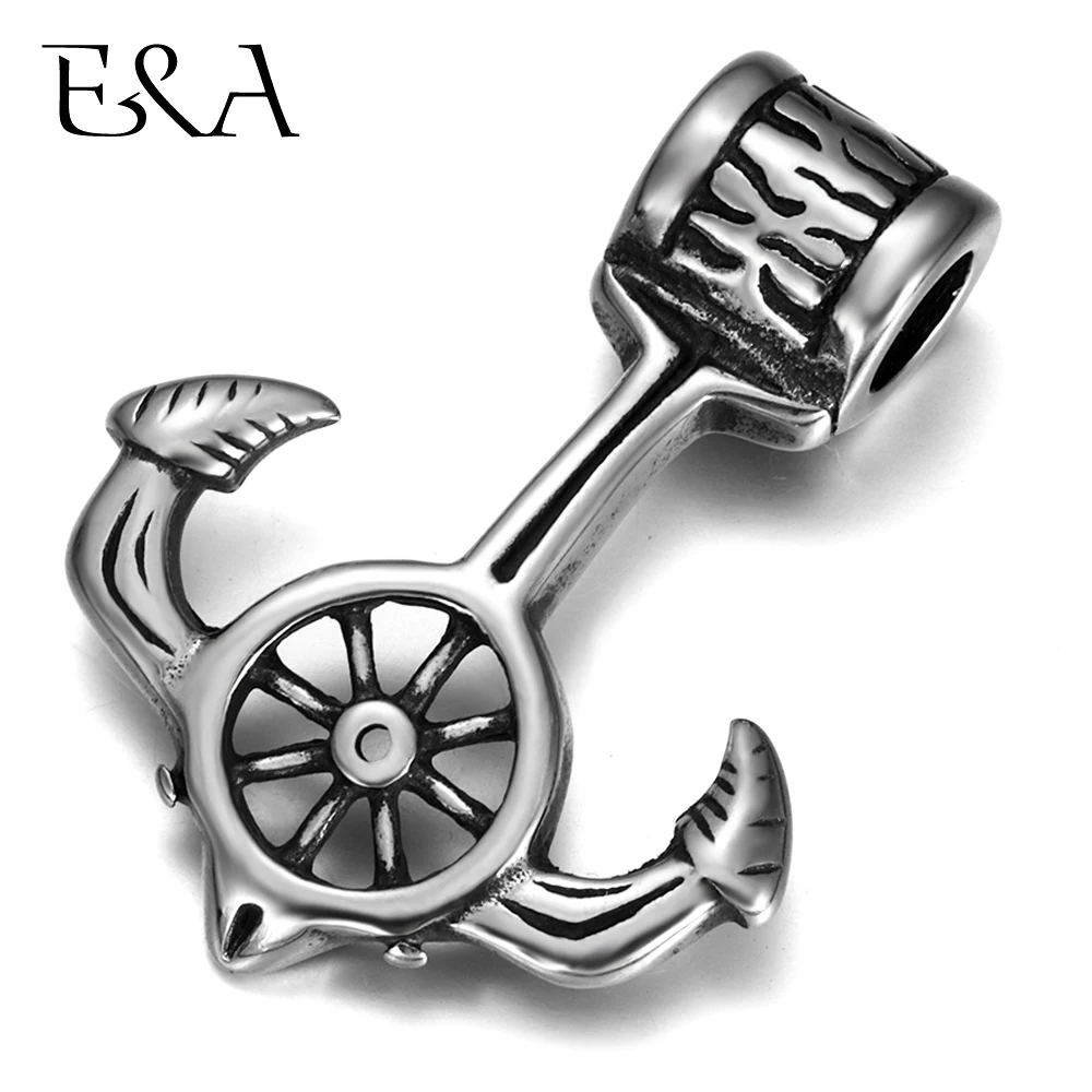 Stainless Steel Anchor Rudder Pendant 6mm Hole for Necklace DIY Accessories Findings Jewelry Making Men Viking Charm