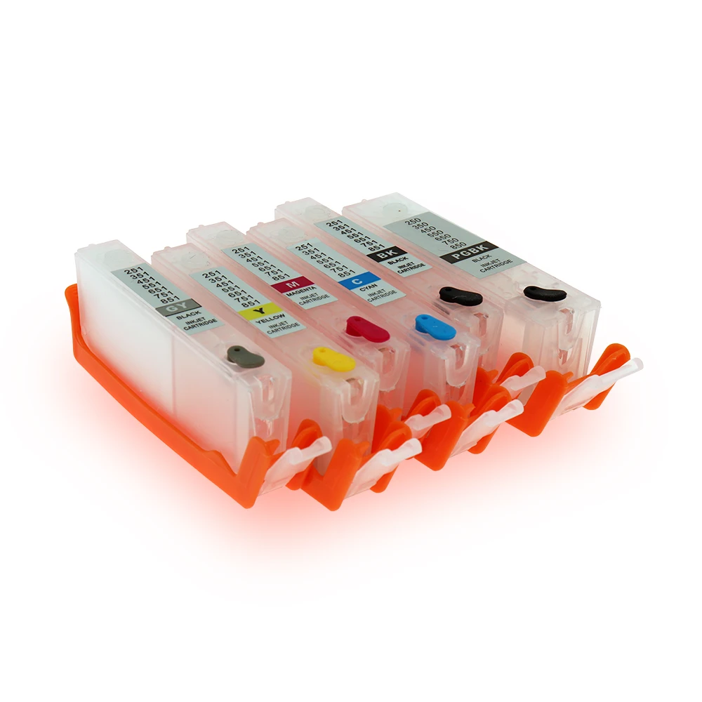 550 551 Cartridge 6pcs PGI-550 CLI-551XL refillable Ink cartridge with ARC chips For CANON PIXMA MG6350 MG7150 iP8750 MG7550