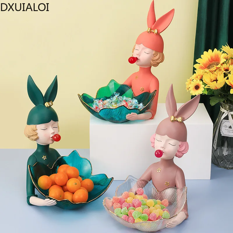 

Home decoration creative personality cute girl rabbit ears fruit tray Home living room candy storage tray storage tray DXUIALOI