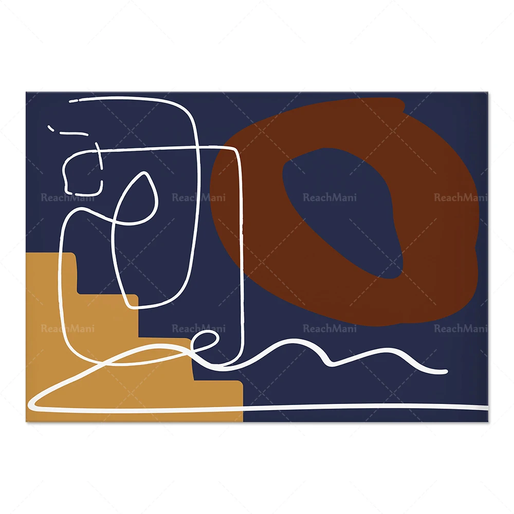 Color block abstract shape line art print print, earth tone art, terracotta art, burnt orange art, navy art poster