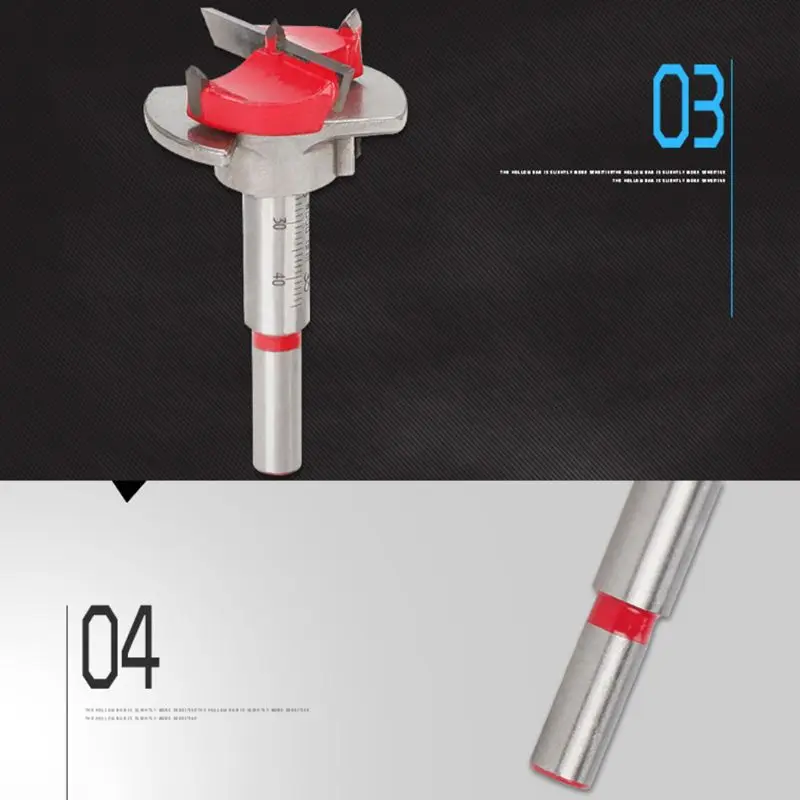 Cabinet Hinge Hole Opener 35mm Woodworking Positioning Drill Bit Adjustable Hole Opener for Eterboard Hinge Pipe
