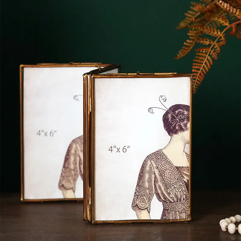 Metal photo frame Rectangular thin edges Desktop ornaments Home Decoration Light luxury jewelry Narrow white Memorial gift