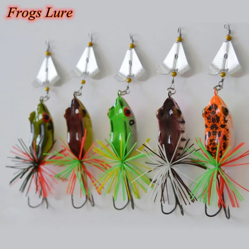 1PCS Fishing Lure With Propeller Large Noise Frogs Lure 135mm 9g Pesca Frogs Sinking Snakehead Bait Fishing New