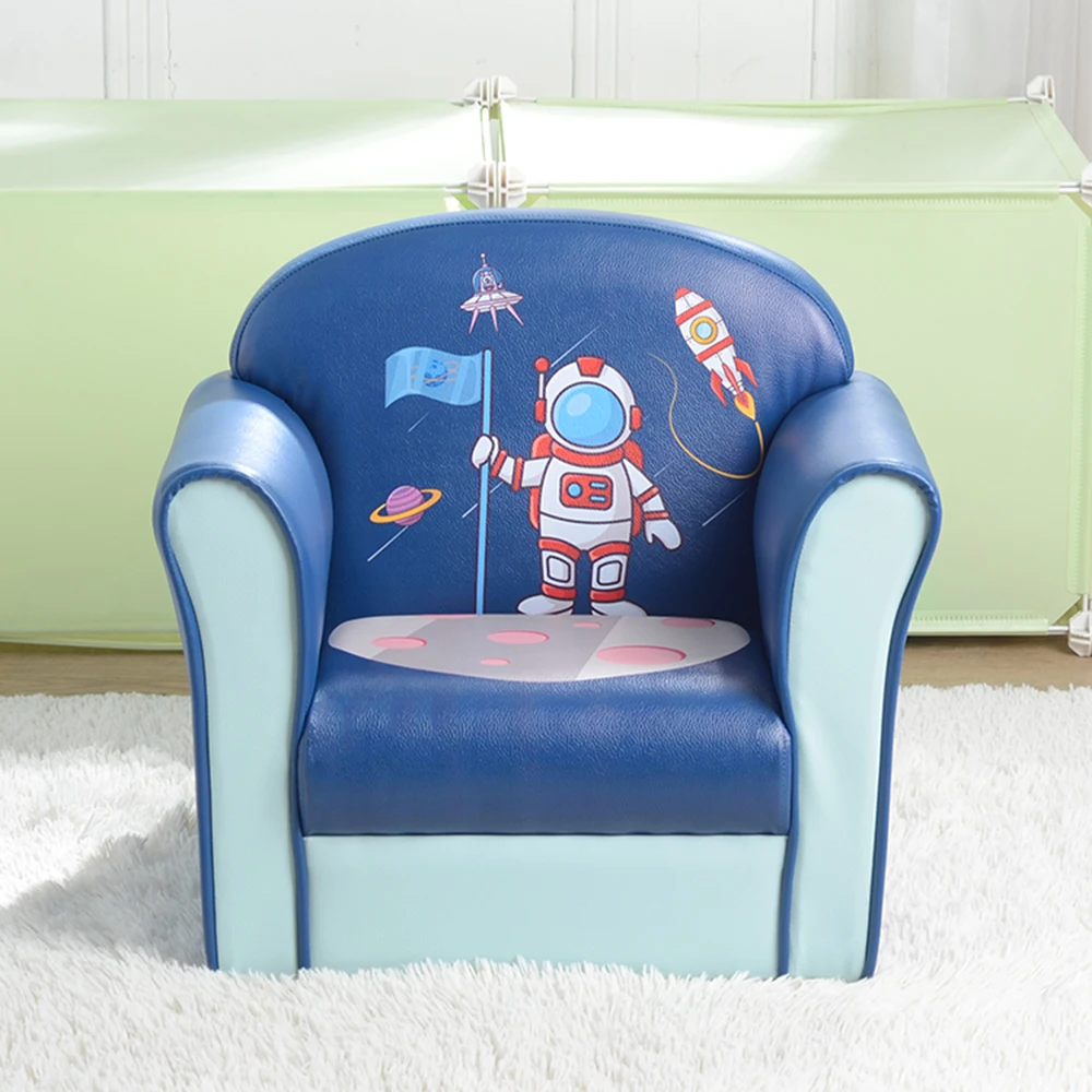 Children's Single Sofa Space Series Astronaut Model American Standard Pu Blue Baby Sofa Kid Sofa Children Furniture