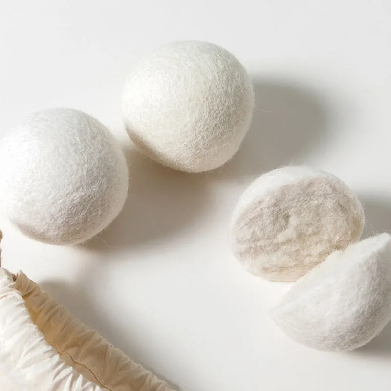 Bolas de secador de lã bolas de lavanderia reutilizáveis natural orgânica tecido de lavanderia amaciante bola 5/6/7cm casa lavagem velo kit seco bola