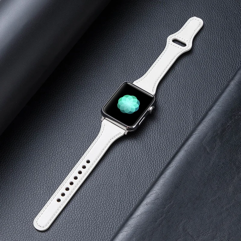 Slim strap For apple watch serie 6 se 5 4 3 Genuine Leather bracelet correa apple watch band 44mm 42mm iwatch band 40mm 38mm