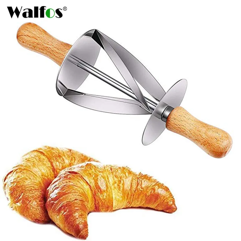 

WALFOS Stainless Steel Rolling Cutter for Making Croissant Bread Wheel Dough Pastry Knife Wooden Handle Baking Kitchen Knife