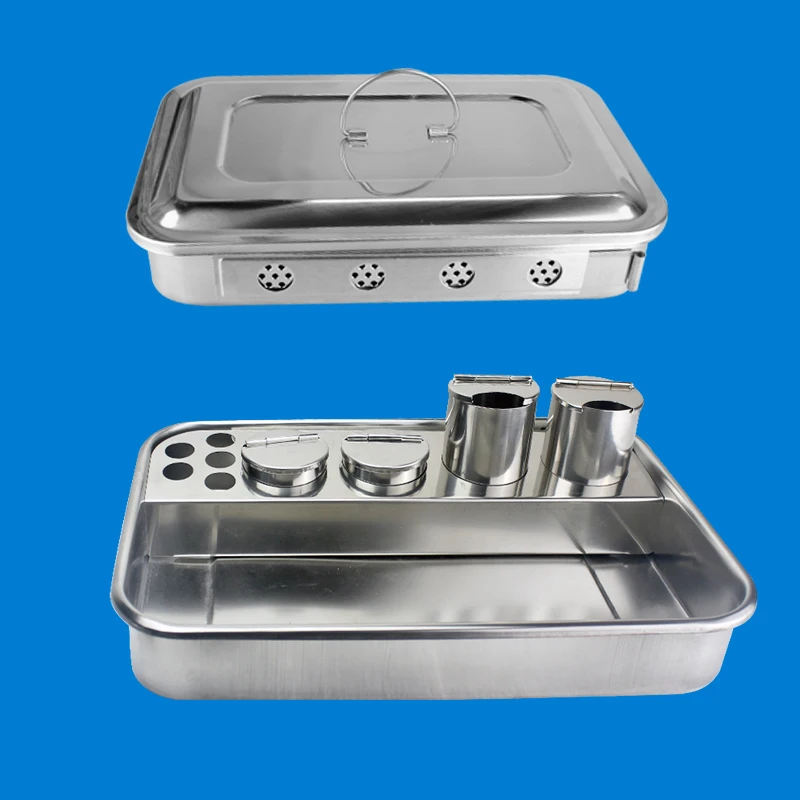 1PCS Sterilizing Box Stainless Steel Instrument Tray Alcohol Cotton Tank Tweezers Bending Plate Waist Plate