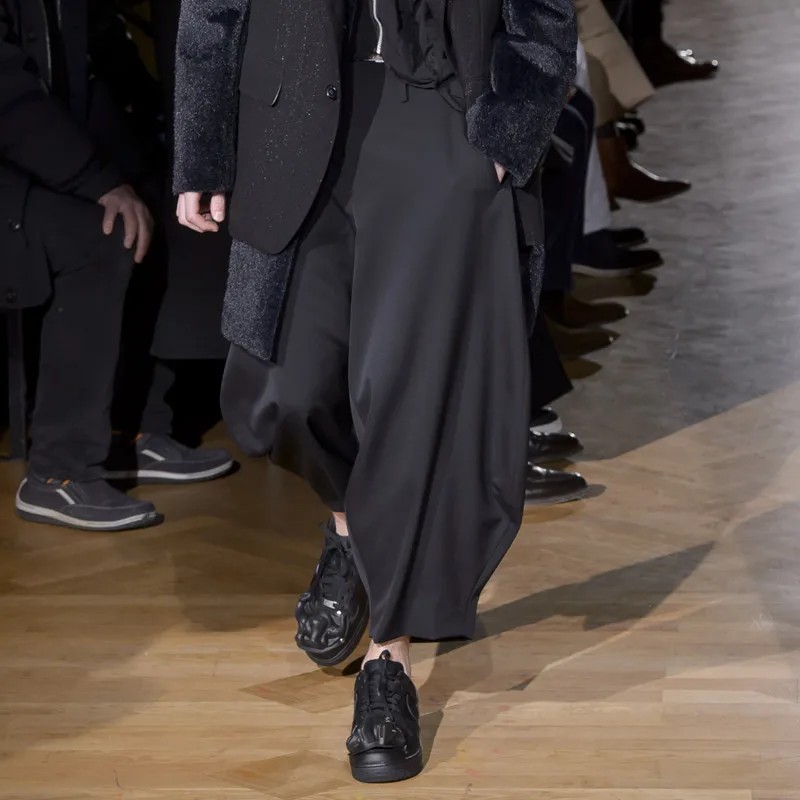 

Men's Solid-Color Casual Pants Men's Italian Runway Fashion Trend Plus-Size Wide-Leg Pants Nine-Point Trousers Trousers