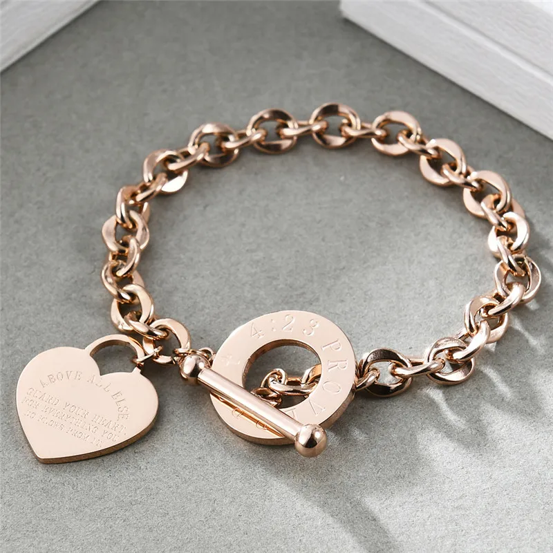 Stainless Steel Heart Bracelets For Women Party Gift Fashion Chain Charm Bracelets Jewelry Wholesale 1191