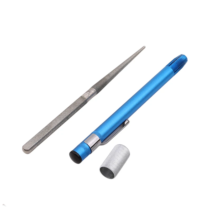 1 Pc Multi Purpose Pen Shape Knife Sharpener Diamond Plated Carbon Steel Fishhook Sharpener Grindstone Outdoor Tools New